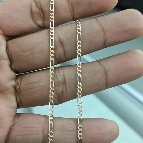 10kt Real Gold Tricolor Figaro Chain 2.5mm 18 inch